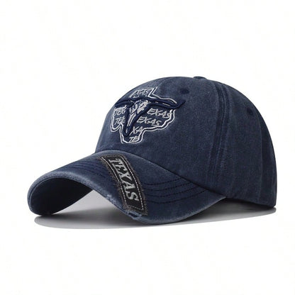 Vintage Distressed Longhorn Embroidered Baseball Cap