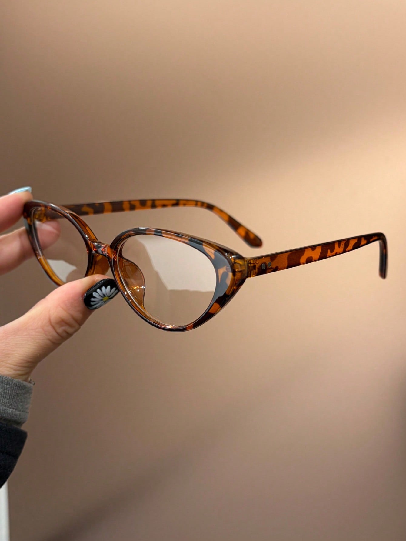 Leopard Print Cat-Eye PC Frame Rivet Fashion Glasses