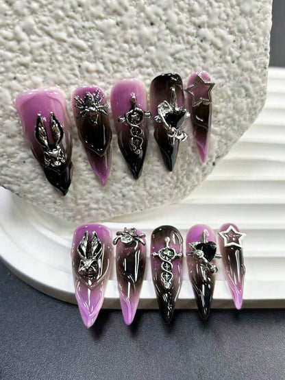Y2K Punk Halloween Bunny Spider Press-On Nails