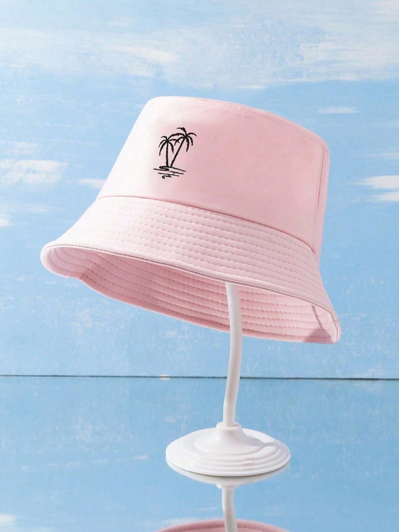Unisex Y2K Embroidered Palm Tree Bucket Hat