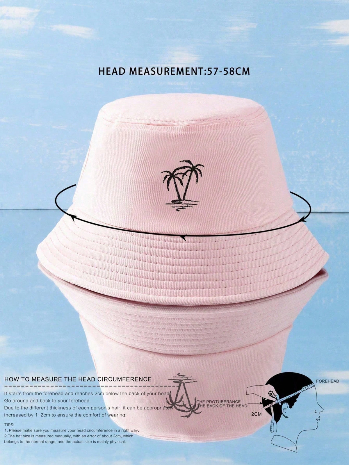 Unisex Y2K Embroidered Palm Tree Bucket Hat