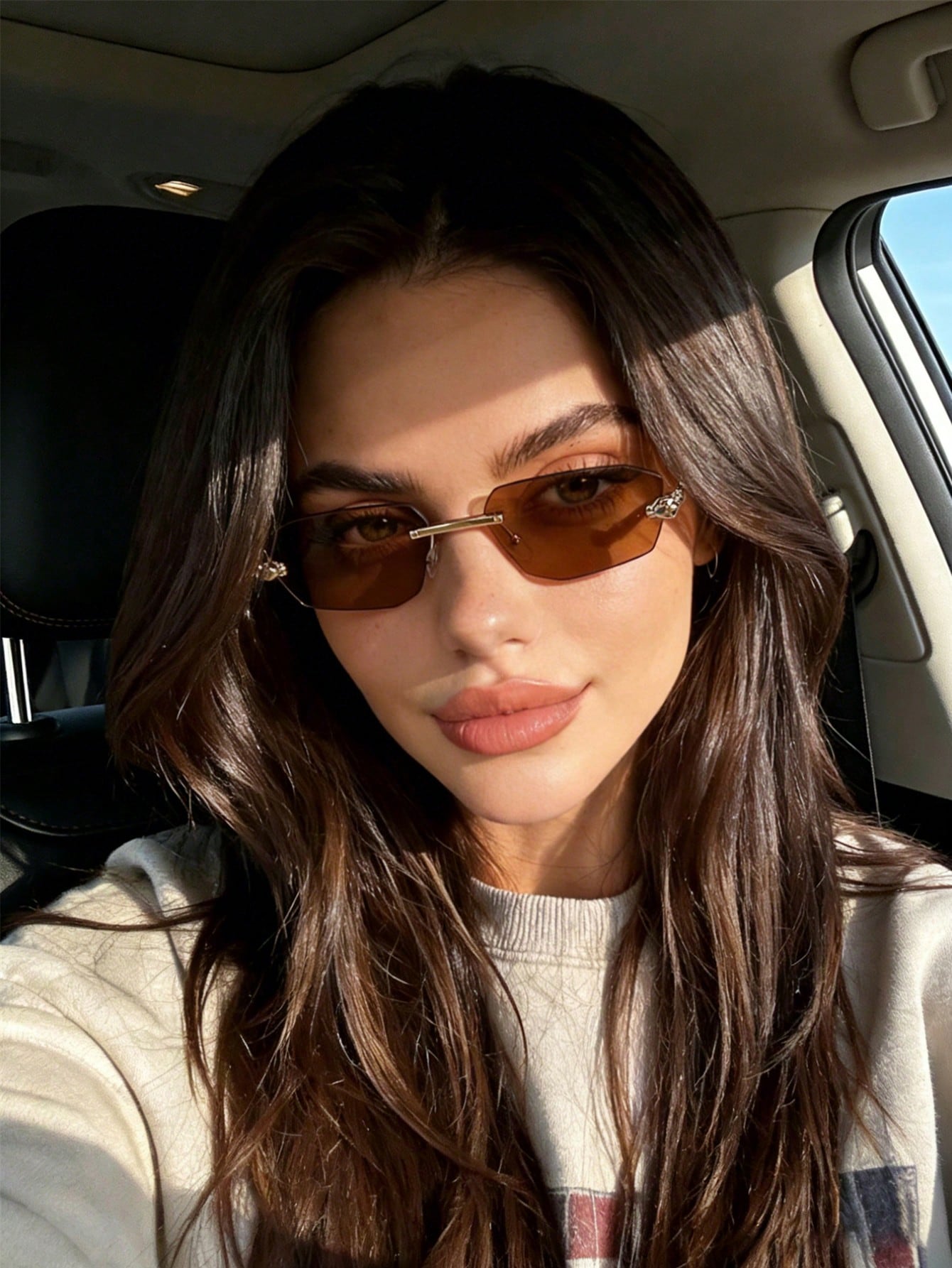 Retro Frameless Polygonal Small Frame Fashion Glasses