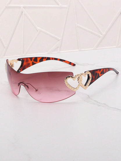 Frameless Metal Heart Decor Y2K Fashion Glasses