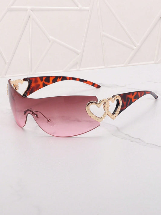 Frameless Metal Heart Decor Y2K Fashion Glasses
