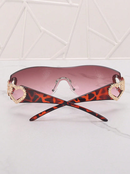 Frameless Metal Heart Decor Y2K Fashion Glasses