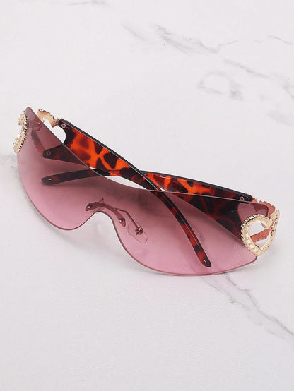 Frameless Metal Heart Decor Y2K Fashion Glasses