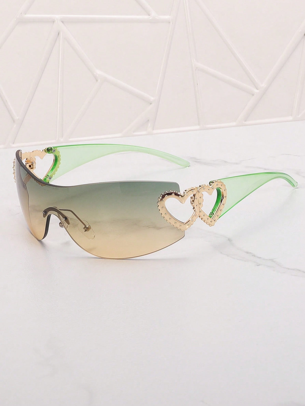 Frameless Metal Heart Decor Y2K Fashion Glasses