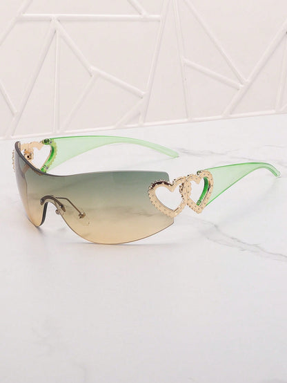 Frameless Metal Heart Decor Y2K Fashion Glasses