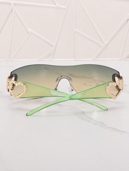 Frameless Metal Heart Decor Y2K Fashion Glasses