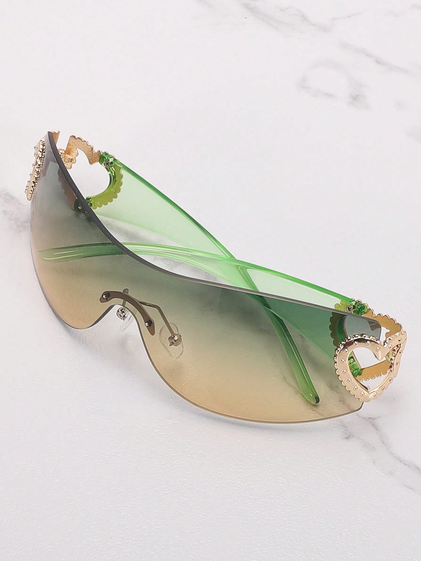 Frameless Metal Heart Decor Y2K Fashion Glasses