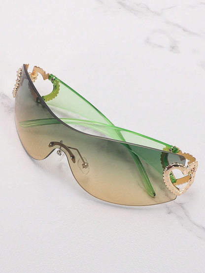 Frameless Metal Heart Decor Y2K Fashion Glasses