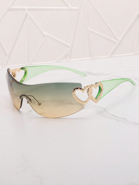 Frameless Metal Heart Decor Y2K Fashion Glasses