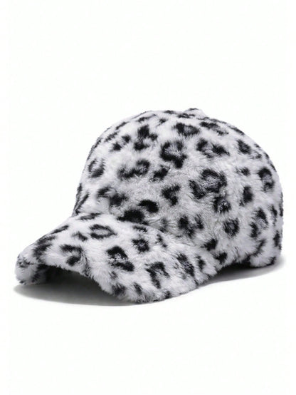Unisex Random Leopard Print Fuzzy Y2K Baseball Cap