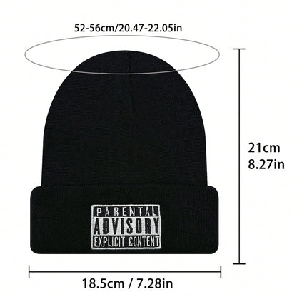 Unisex Embroidered Letter Knitted Warm Beanie Hat