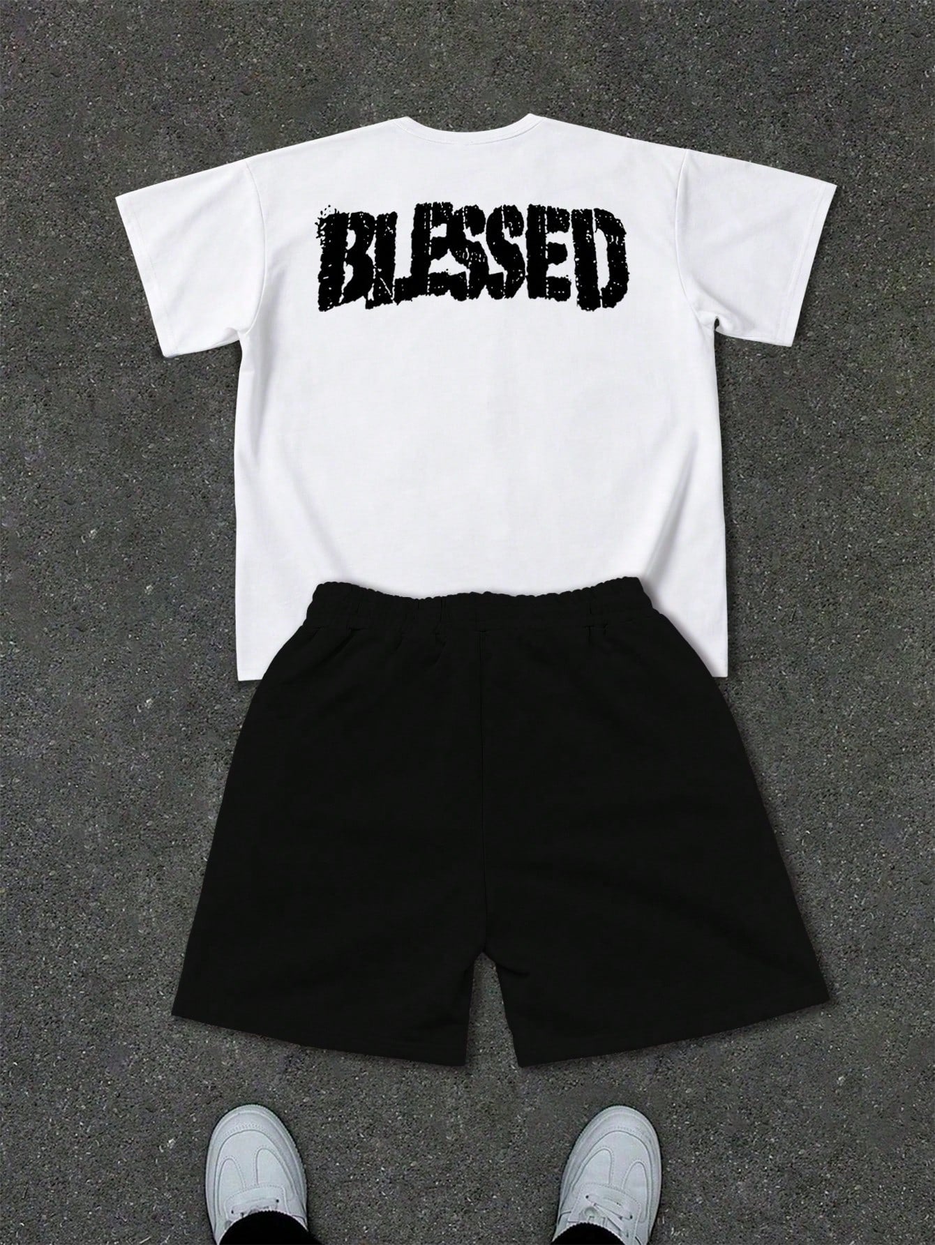Manfinity EMRG Men Letter Figure T-Shirt & Shorts Set