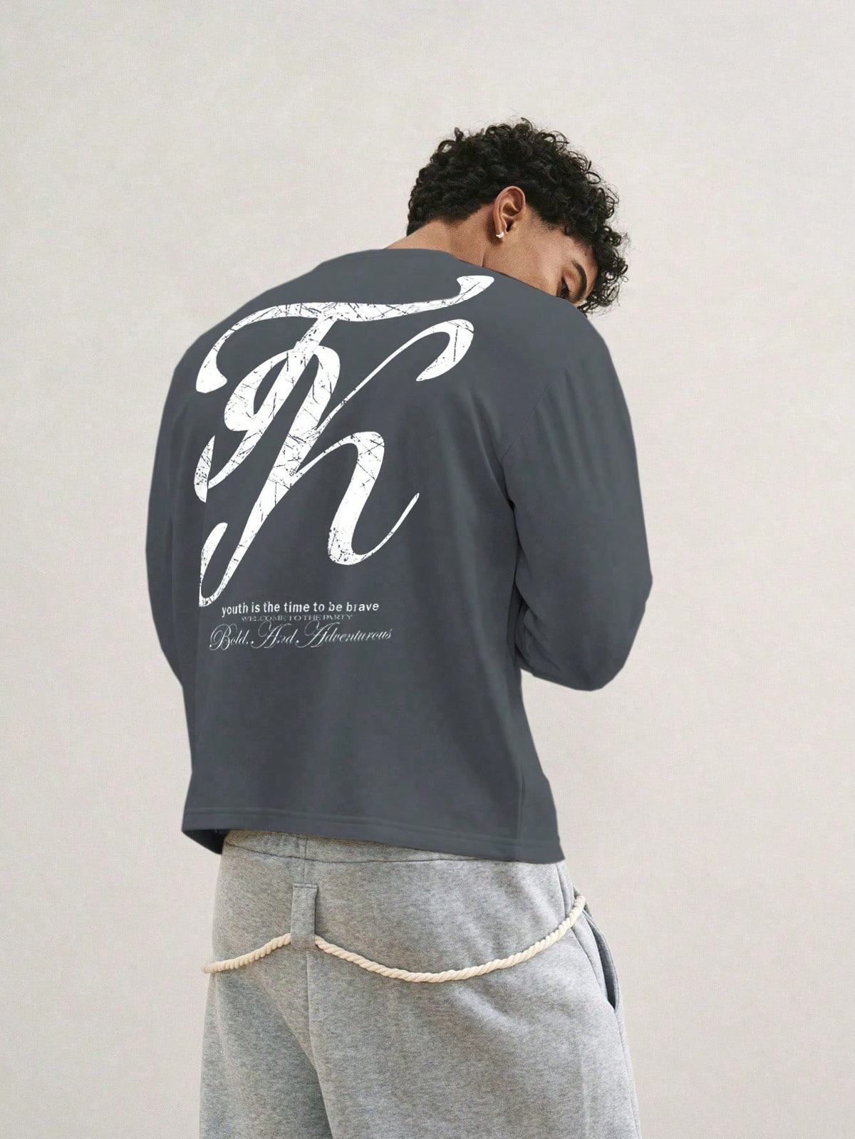 Men's Vintage Letter Graphic Long Sleeve T-Shirt
