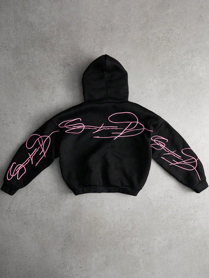 Men's Graphic Embroidered Zip-Up Hoodie