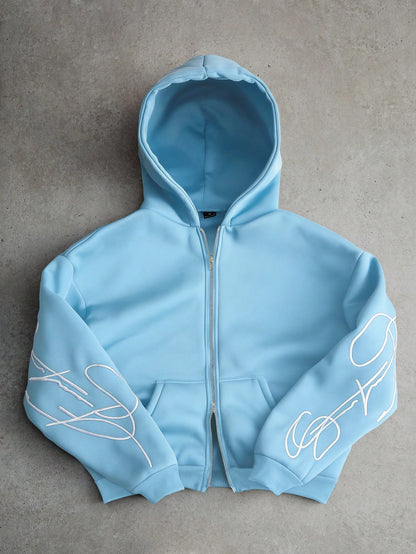 Men's Creative Graphic Embroidered Zip Hoodie
