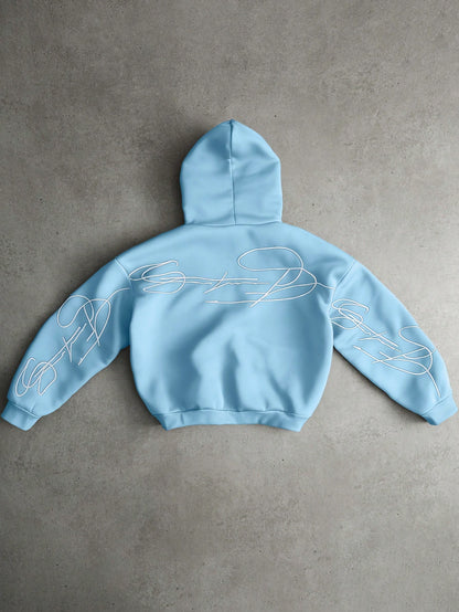 Men's Creative Graphic Embroidered Zip Hoodie