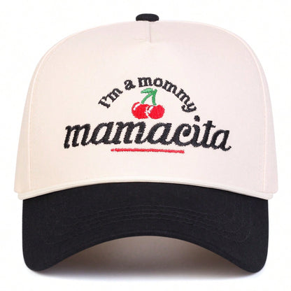 Mamacita Cherry Embroidered Five-Panel Trucker Hat