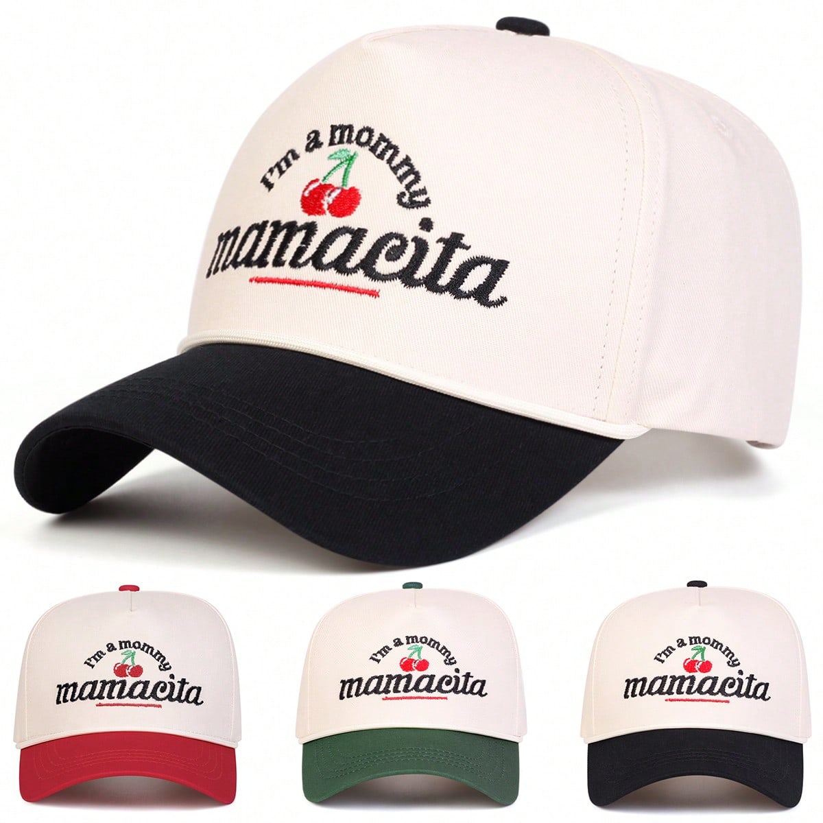 Mamacita Cherry Embroidered Five-Panel Trucker Hat
