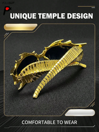 3D Dragon Totem Spiked Y2K Cyberpunk Cycling Glasses