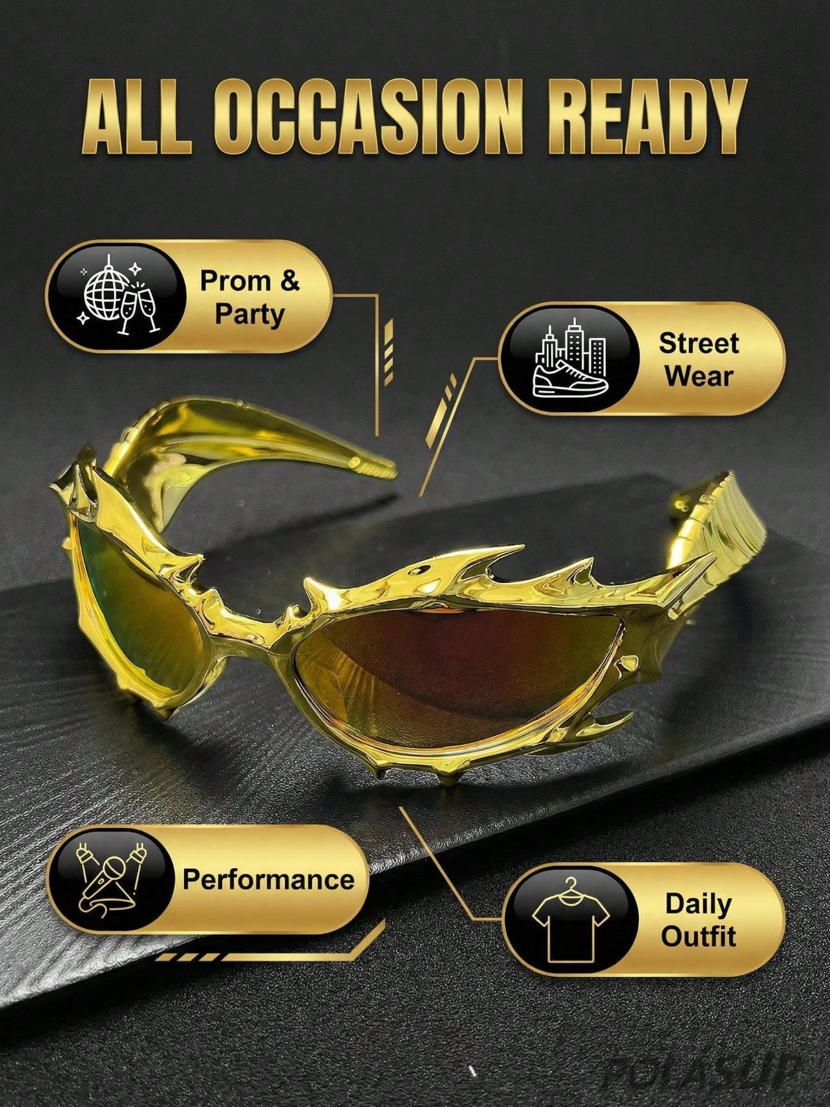 3D Dragon Totem Spiked Y2K Cyberpunk Cycling Glasses