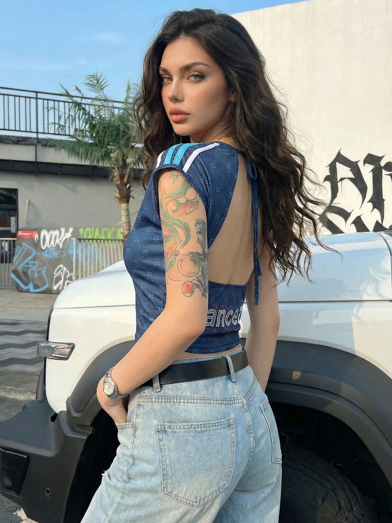 French Mesh Crop Top Casual Summer T-Shirt