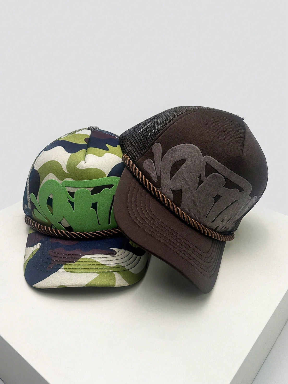 Hip-Hop Letter Embroidered Thick Rope Trucker Hat