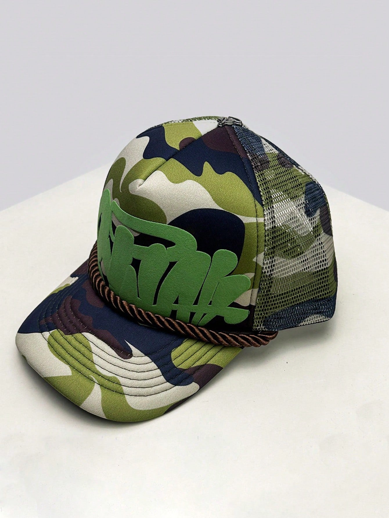 Hip-Hop Letter Embroidered Thick Rope Trucker Hat