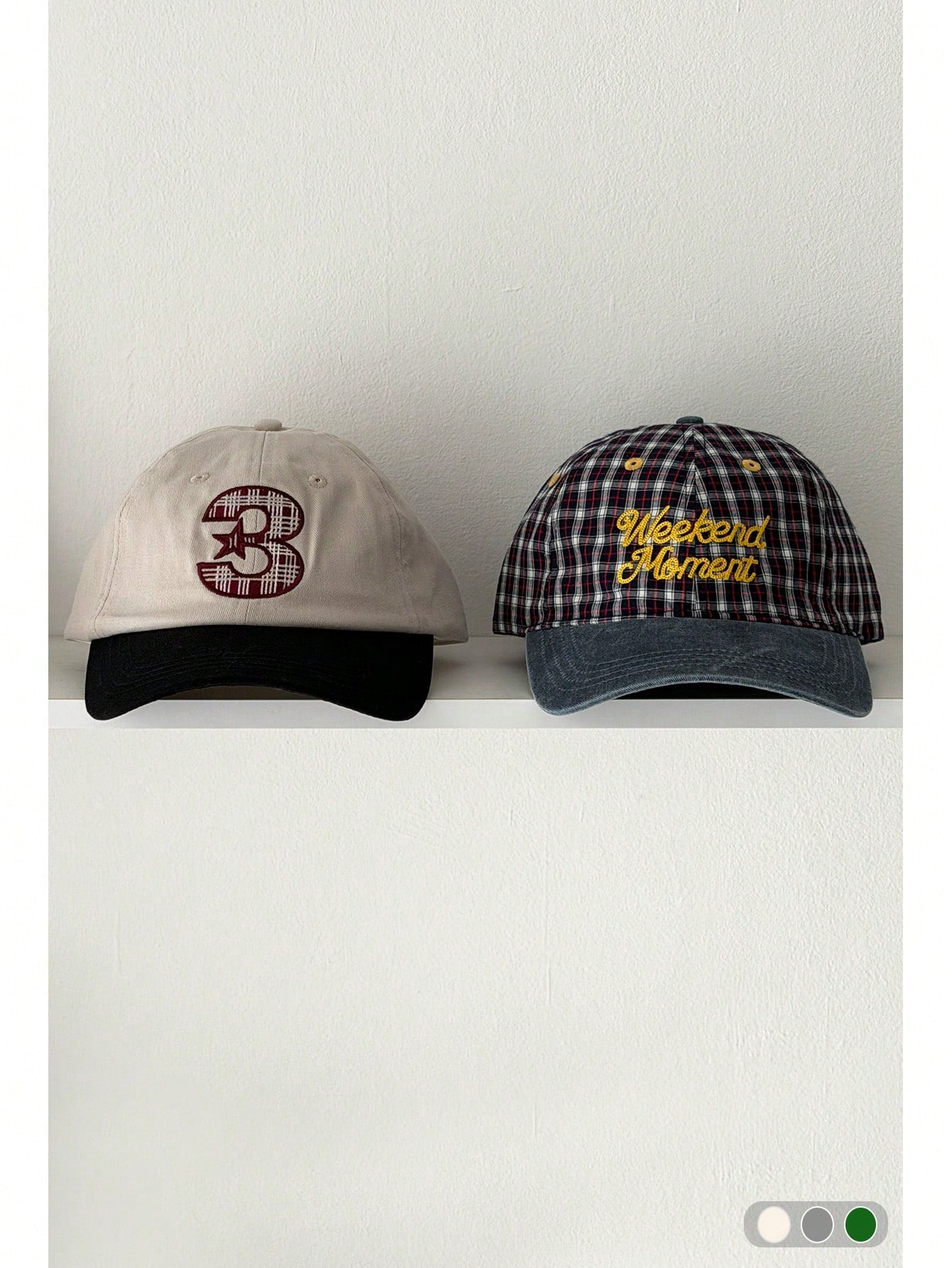 Collegiate Plaid Color Block Soft Crown Baseball Cap
