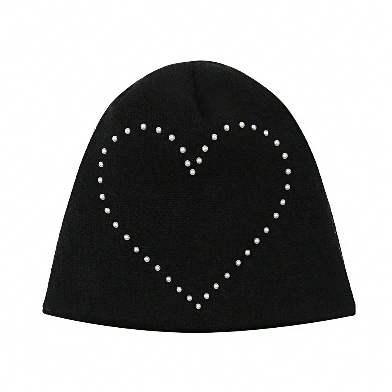 Heart Pearl Knitted Beanie Y2K Soft Girl Slouchy Hat