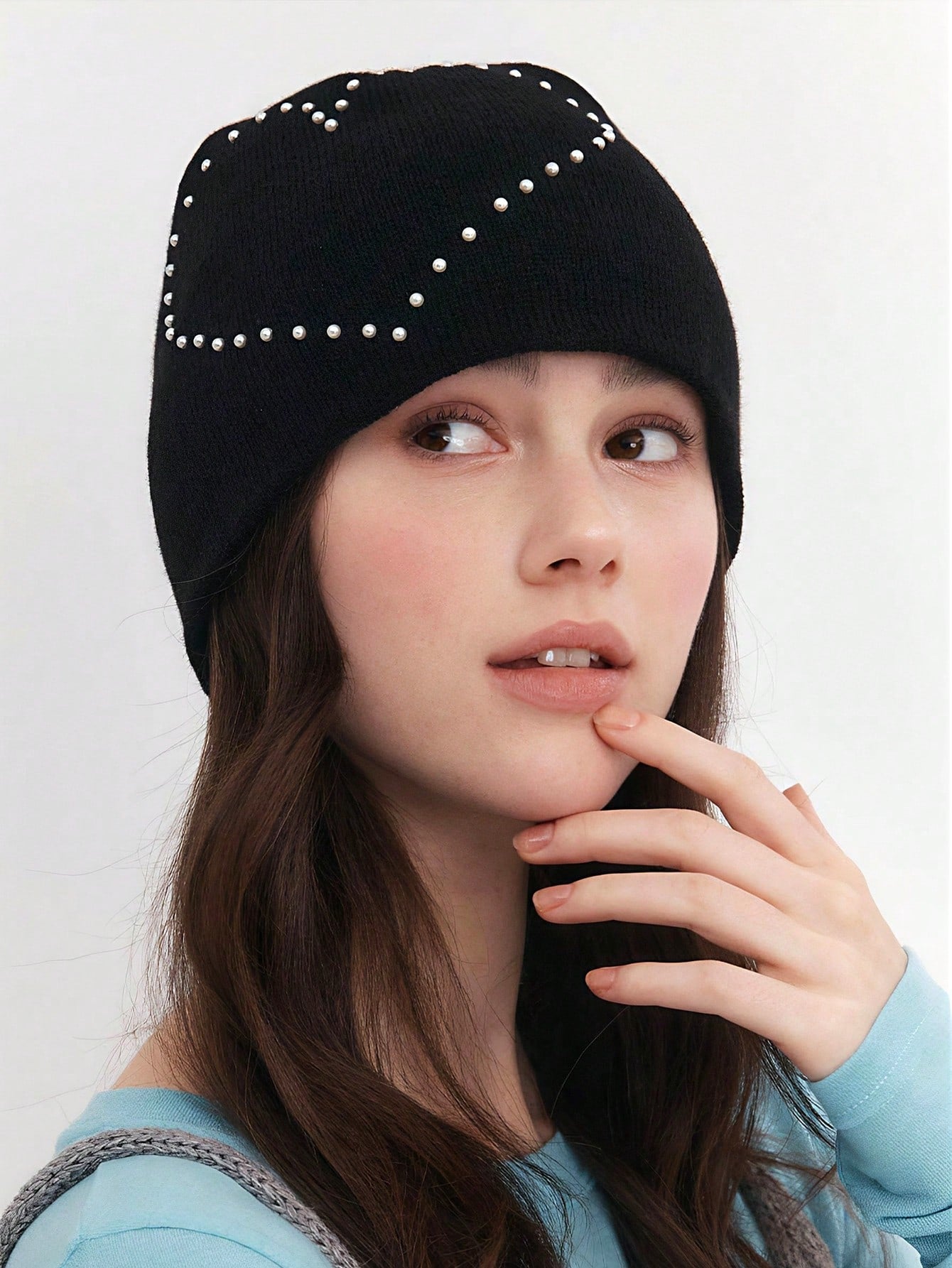 Heart Pearl Knitted Beanie Y2K Soft Girl Slouchy Hat