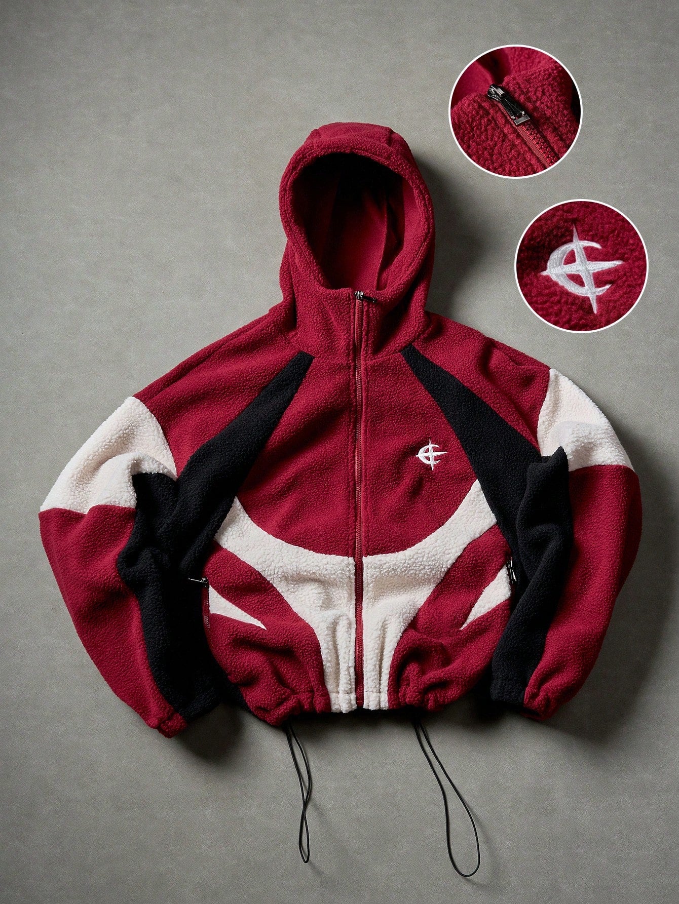 Men's Y2K Patchwork Zip-Up Hoodie Jacket
