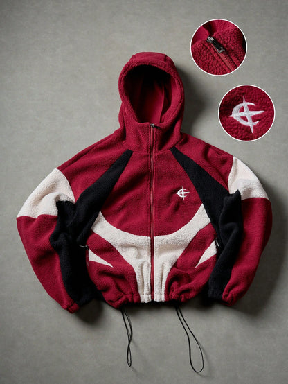 Men's Y2K Patchwork Zip-Up Hoodie Jacket