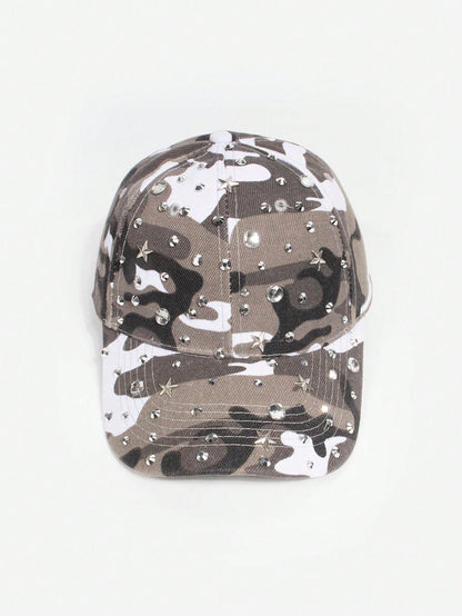 Camouflage Star Rhinestone Hip Hop Baseball Cap