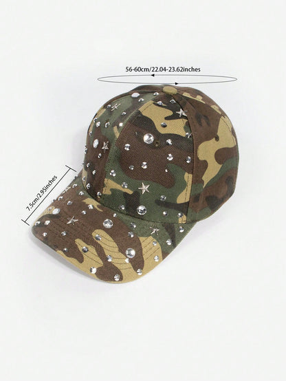 Camouflage Star Rhinestone Hip Hop Baseball Cap