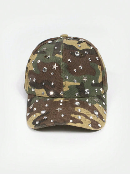 Camouflage Star Rhinestone Hip Hop Baseball Cap