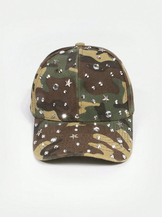Camouflage Star Rhinestone Hip Hop Baseball Cap