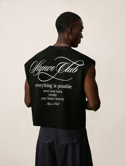 Men Slogan Print Loose Fit Casual Tank Top