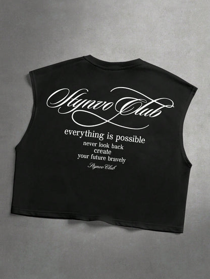 Men Slogan Print Loose Fit Casual Tank Top