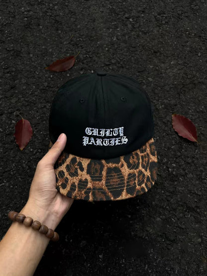 Retro Leopard Print Hip Hop Flat Brim Baseball Cap