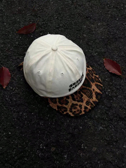 Retro Leopard Print Hip Hop Flat Brim Baseball Cap