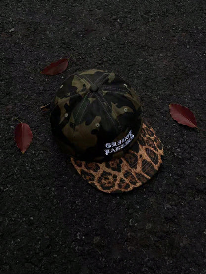 Retro Leopard Print Hip Hop Flat Brim Baseball Cap