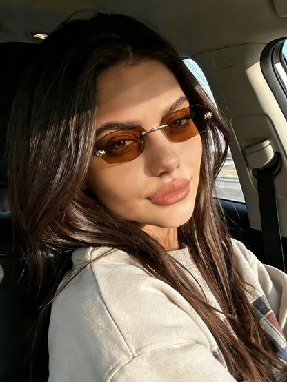 Retro Frameless Polygonal Small Frame Fashion Glasses