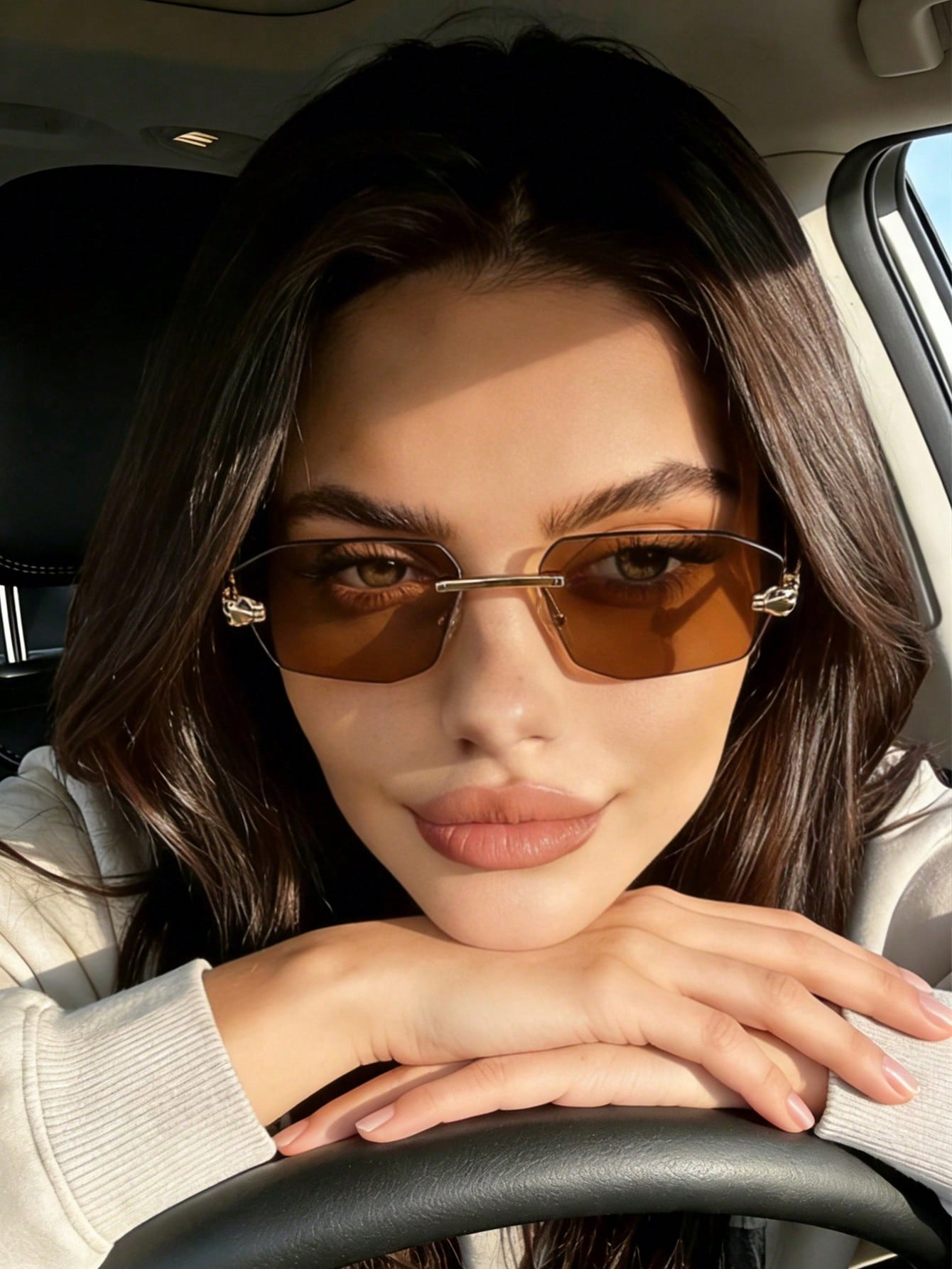 Retro Frameless Polygonal Small Frame Fashion Glasses