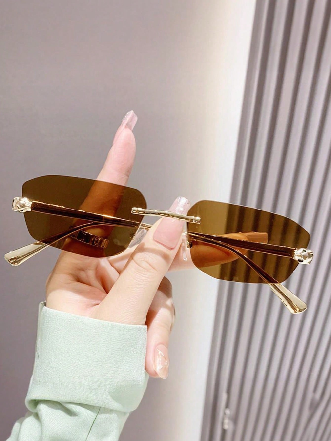 Retro Frameless Polygonal Small Frame Fashion Glasses