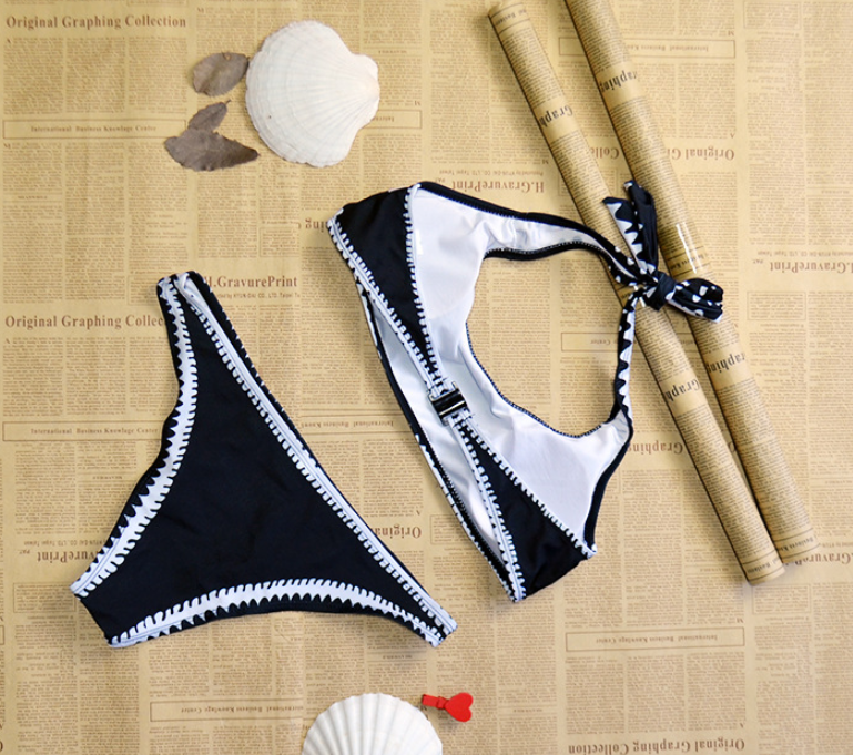 Triangle Color Matching Split Bikini