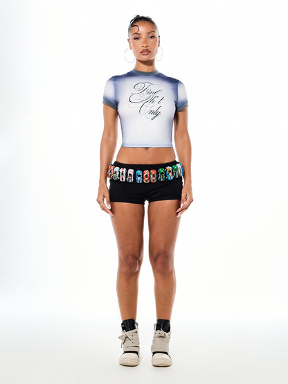 Dreamy Mind Ombre Blue Graphic Crop Tee