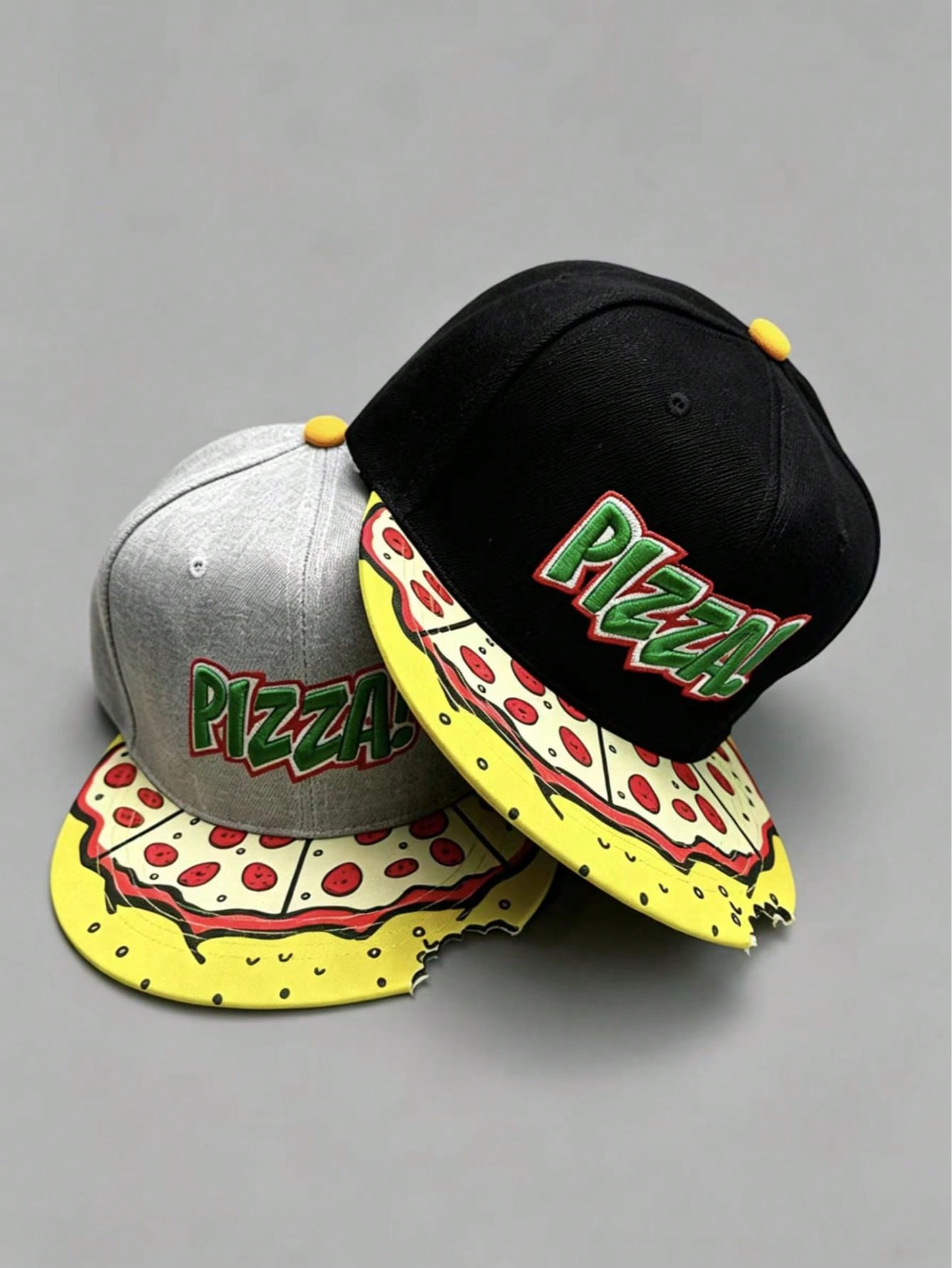 Unisex Pizza Embroidered Bite Mark Baseball Cap